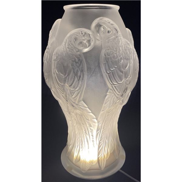 Lalique Crystal Parrot Vase 5x10