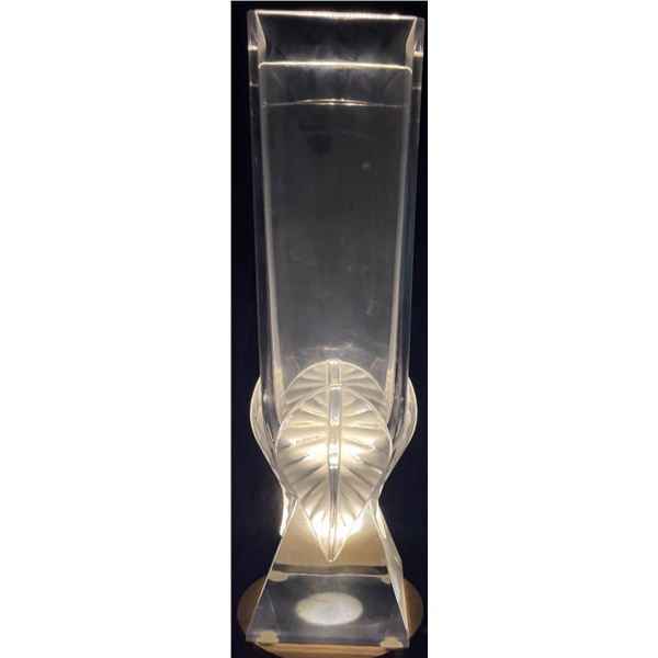 Lalique Crystal Broceliande Leaf Vase 11.5