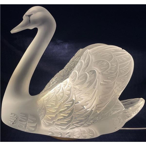 Lalique Crystal Swan Head Up 12x8x10