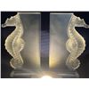 Image 1 : Lalique Crystal "Poseidon" Sea Horse Book Ends 9.5x6
