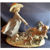 Image 1 : Lladro Porcelain "Puppy Parade Girl w/ Dogs" 12x10