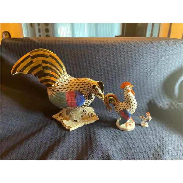 Herend Hvngary Hand Painted Porcelain Rooster Collection 6x9