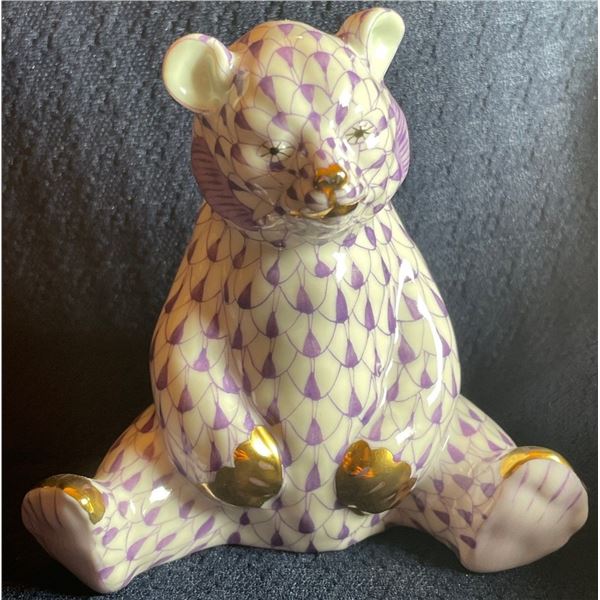 Herend Hvngary Porcelain Bear Purple 4x4