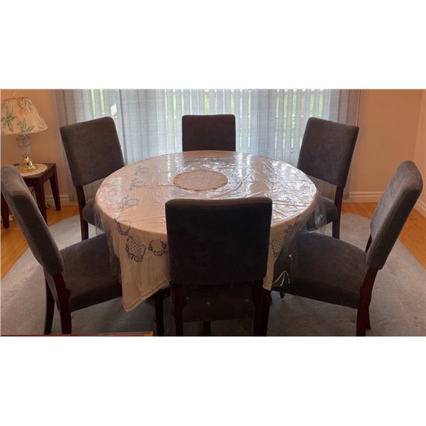 6 Seat Dining Room Table Wood Upholstered Chair Seats 48x30