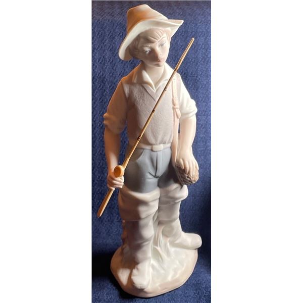 Lladro Porcelain Child with Fishing Rod 3x8