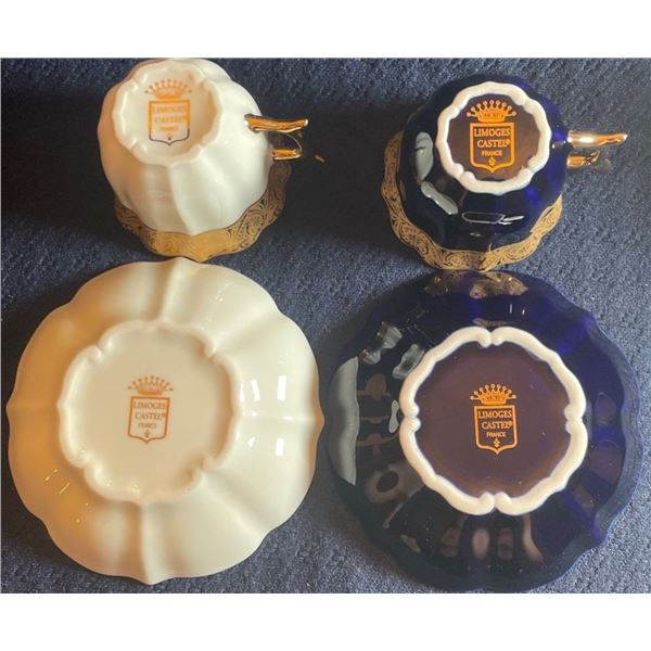 Limoges Castle France Teacups w/ Saucers