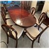 Image 1 : Mahogany 10 Seat Wood w/ Upholstery Dining Set Includes 2 Extenders