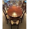Image 2 : Mahogany 10 Seat Wood w/ Upholstery Dining Set Includes 2 Extenders