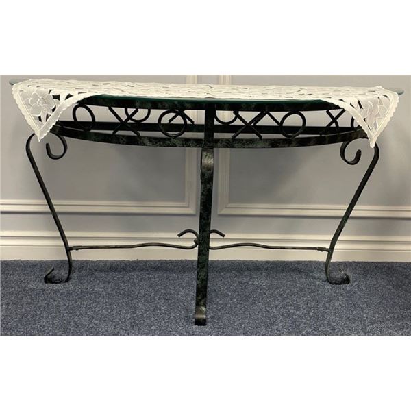 Wrought Iron & Glass Console Table 38x18x36