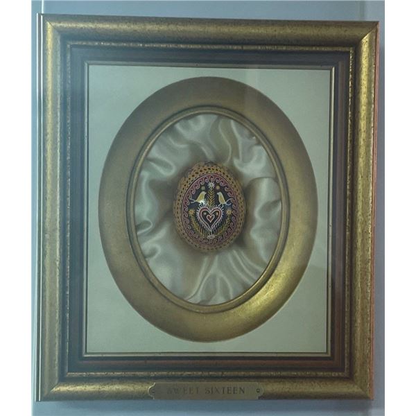 "Sweet Sixteen" Decorative Collectable Egg in Shadow Box 8x3x9