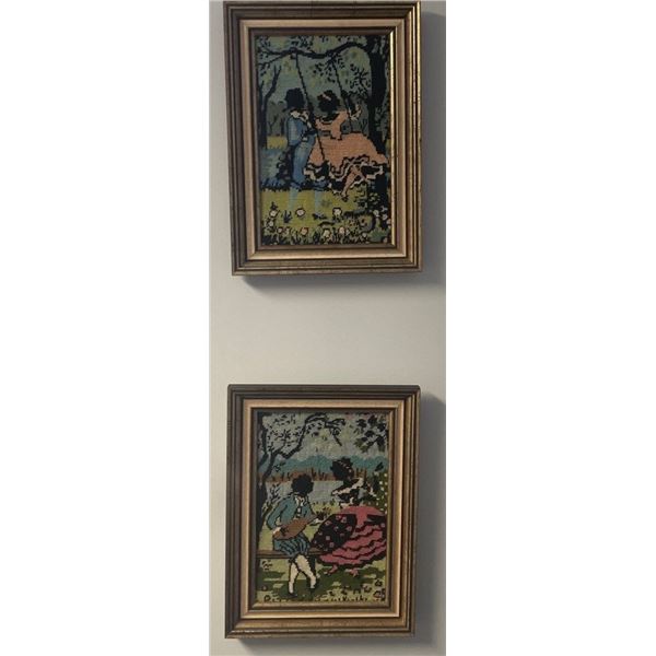 Vintage Embroidered Wall Art Artist Unknown 11x14