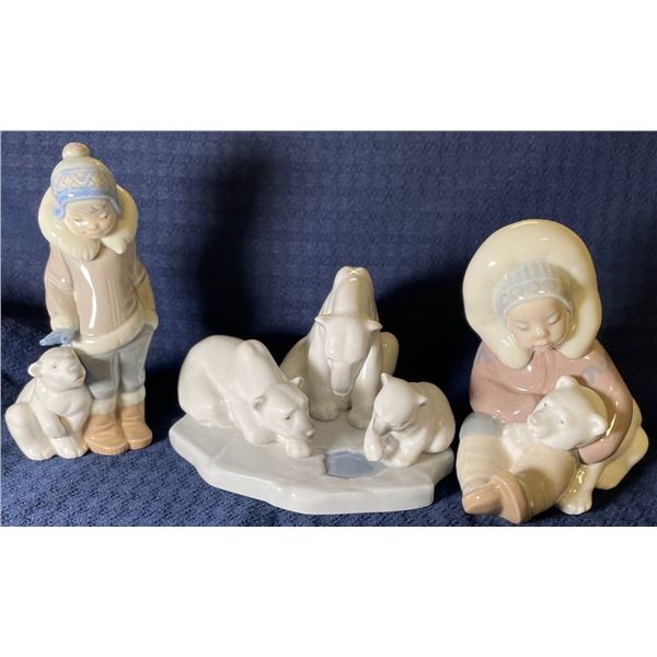 Lladro Porcelain Eskimos & Polar Bears 2x6