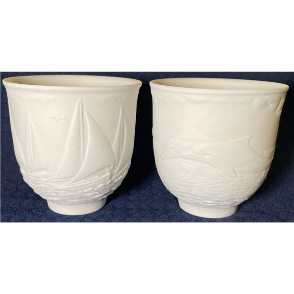 Lladro Collectable Sail Boat & Dolphin Canisters 3.5x3.5