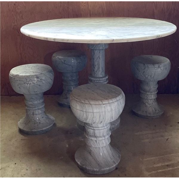 Marble Table with Marble Stools