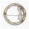 Image 3 : Antique Art Deco 14k White Gold Filigree Circle Wreath Floral Ribbon Brooch Pin