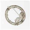 Image 4 : Antique Art Deco 14k White Gold Filigree Circle Wreath Floral Ribbon Brooch Pin