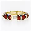 Image 5 : Large Heavy Vintage 14K Gold Blue Red Enamel Twisted Wire Hinged Bangle Bracelet