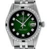 Image 1 : Rolex Mens Stainless Steel 36mm Green Vignette Diamond Datejust Wristwatch