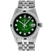 Image 2 : Rolex Mens Stainless Steel 36mm Green Vignette Diamond Datejust Wristwatch