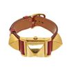 Image 1 : Hermes Red gold-Plated and Leather Medor Quartz 23mm Watch