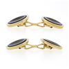 Image 5 : Men's Antique 14k TT Gold Black Mother of Pearl w/ Grooved Rim Round Cuff Links