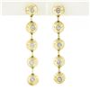 Image 1 : Vintage 14K Gold.6 ctw Bezel Diamond Polished Bead Ball Long Drop Dangle Earring