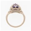 Image 7 : 14K Rose Gold 1.80 ctw Amethyst W/ Diamond & Filigree Milgrain Etched Dinner Rin