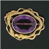 Image 2 : Antique Art Nouveau 14k Gold 13.13 ctw Oval Amethyst Detailed Dragon Frame Brooc