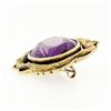 Image 5 : Antique Art Nouveau 14k Gold 13.13 ctw Oval Amethyst Detailed Dragon Frame Brooc