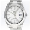 Image 1 : Rolex Mens Stainless Steel White Index Smooth Bezel Oyster Band Datejust Wristwa