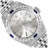 Image 1 : Rolex Ladies Stainless Steel Silver Index 18K Gold Diamond And Sapphire Bezel Da