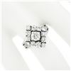 Image 3 : Vintage 14K White Gold 2.04 ctw Old Transitional Cut Diamond Lozenge Platter Rin