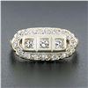 Image 2 : Antique Art Deco 14k Two Tone Gold 0.35 ctw Old Single Cut Pave Diamond Band Rin