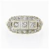 Image 4 : Antique Art Deco 14k Two Tone Gold 0.35 ctw Old Single Cut Pave Diamond Band Rin