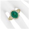 Image 4 : Vintage 18k Gold 11.08 ctw AGL Oval Cabochon Emerald & Pave Diamond Cocktail Rin