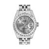Image 2 : Rolex Ladies Quickset Stainless Steel Gray Roman 18K White Gold Diamond Bezel Da
