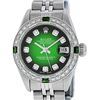 Image 2 : Rolex Ladies Quickset Stainless Steel Green Vignette Diamond And Emerald Datejus