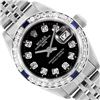 Image 1 : Rolex Ladies Stainless Steel Black Diamond and Sapphire Bezel Date Watch With Ro