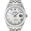 Image 1 : Rolex 36MM Stainless Steel White Roman Datejust Wristwatch