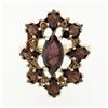 Image 4 : Vintage 14K Yellow Gold Marquise Prong Garnet Open Spray Flower Cocktail Ring