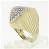 Image 9 : Vintage 14k Gold 1.20 ctw Pave Round Diamond Scalloped Sides Large Cocktail Ring
