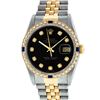 Image 1 : Rolex Mens Two Tone Black Diamond And Sapphire 36MM Datejust Wristwatch