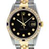 Image 2 : Rolex Mens Two Tone Black Diamond And Sapphire 36MM Datejust Wristwatch
