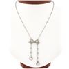 Image 1 : Belle Epoque French 18K White Gold European Diamond Bow Dangle Pendant Necklace