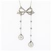 Image 2 : Belle Epoque French 18K White Gold European Diamond Bow Dangle Pendant Necklace
