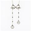 Image 7 : Belle Epoque French 18K White Gold European Diamond Bow Dangle Pendant Necklace