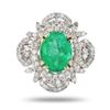 Image 1 : 3.19 ctw Emerald and 0.99 ctw Diamond 14K White Gold Ring