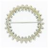 Image 3 : Vintage 14k Gold 1.60 ctw Round Diamond Emerald & White Pearl Circle Wreath Broo