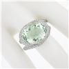Image 3 : 18K White Gold Oval Bezel Prasiolite Quartz & Pave Diamond Twisted Cocktail Ring