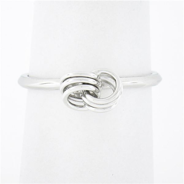 Petite 18K White Gold Simple Polished Interlocking Triple Wire Open Knot Ring